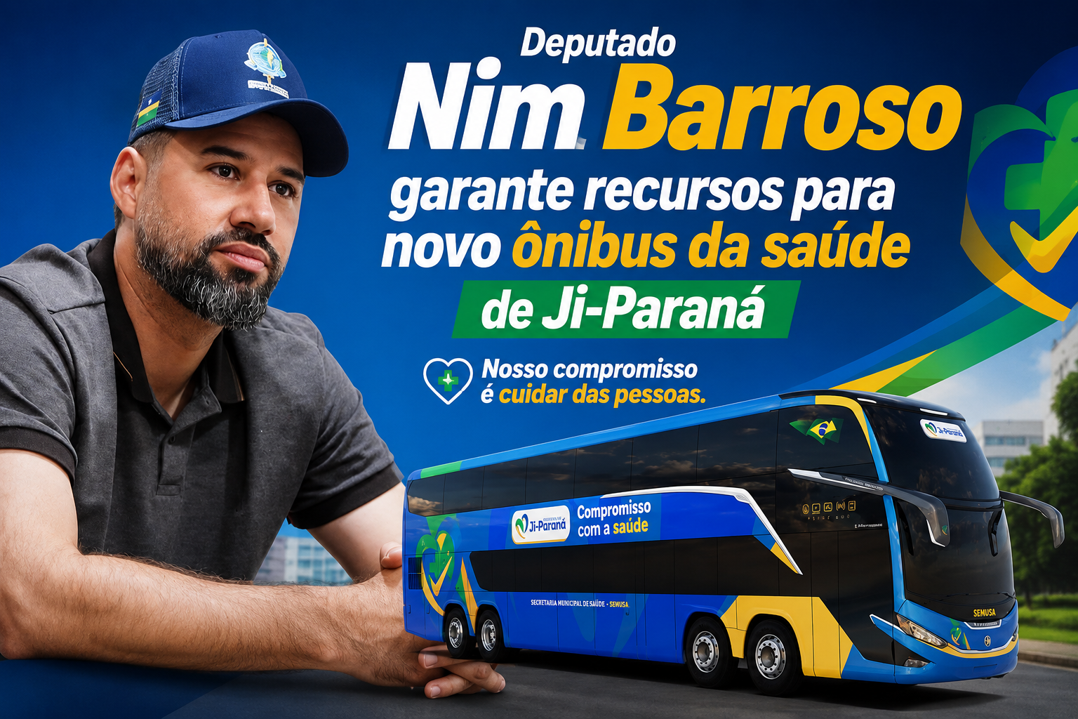 Deputado Nim Barroso garante recursos para novo ônibus da saúde de Ji-Paraná